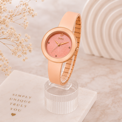 OneX Premium Rose Gold Analog Watch | Crystal-Studded Dial & Metal Bracelet