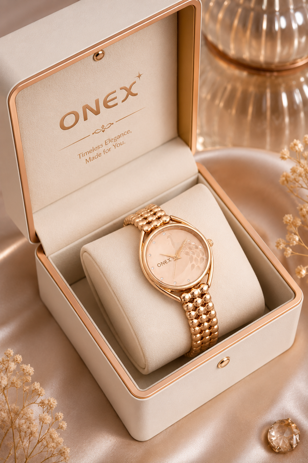 ONEX Elegant Rose Gold Bracelet Watch for Women | Stylish Rosegold Dial Analog Watch | Party & Daily Wear