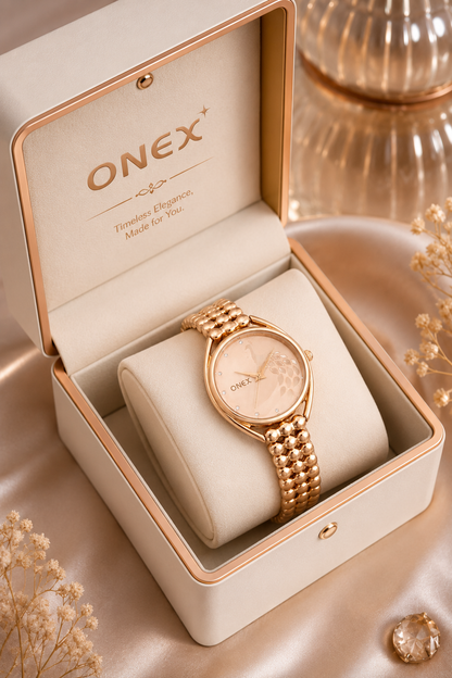 ONEX Elegant Rose Gold Bracelet Watch for Women | Stylish Rosegold Dial Analog Watch | Party & Daily Wear
