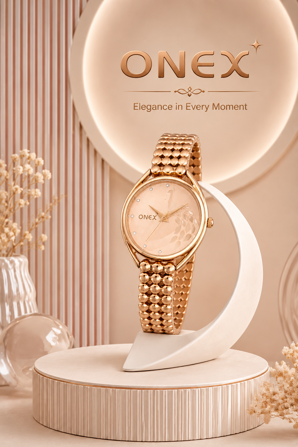 ONEX Elegant Rose Gold Bracelet Watch for Women | Stylish Rosegold Dial Analog Watch | Party & Daily Wear