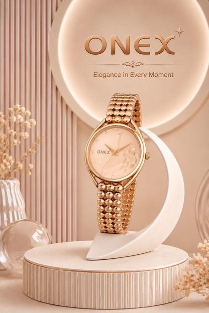 ONEX Elegant Rose Gold Bracelet Watch for Women | Stylish Rosegold Dial Analog Watch | Party & Daily Wear