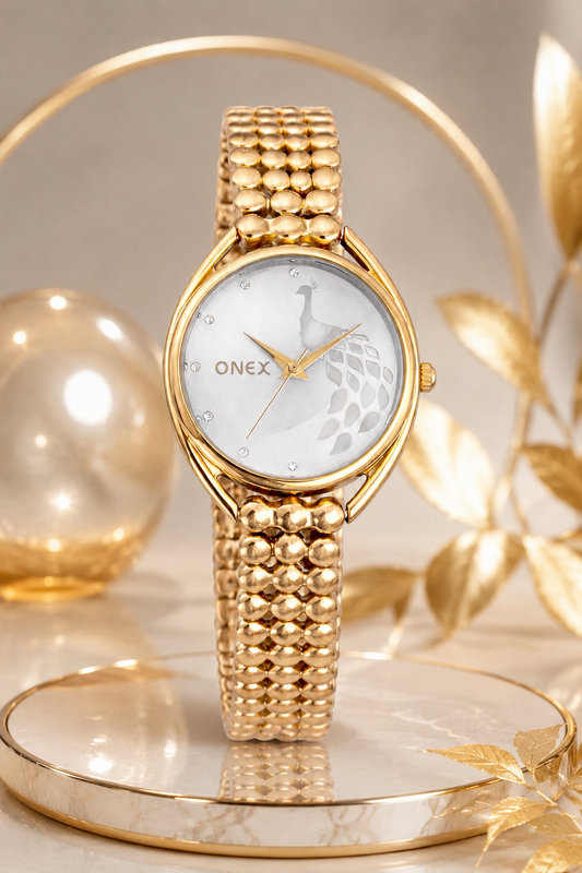 ONEX Elegant Rose Gold Bracelet Watch for Women | Stylish Silver Dial Analog Watch | Party & Daily Wear