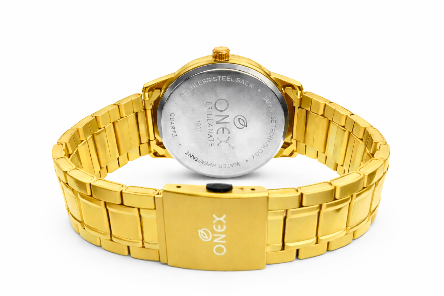 ONEX Men’s Analog Golden Dial Watch with Gold Tone Markers & Stainless Steel Golden Strap – Stylish Casual & Formal Watch