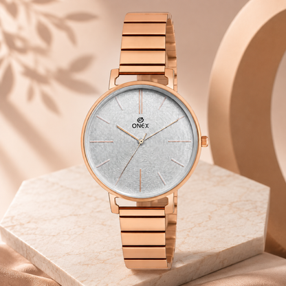OneX Stylish Rose Gold Analog Watch for Women | Elegant Party & Daily Wear
