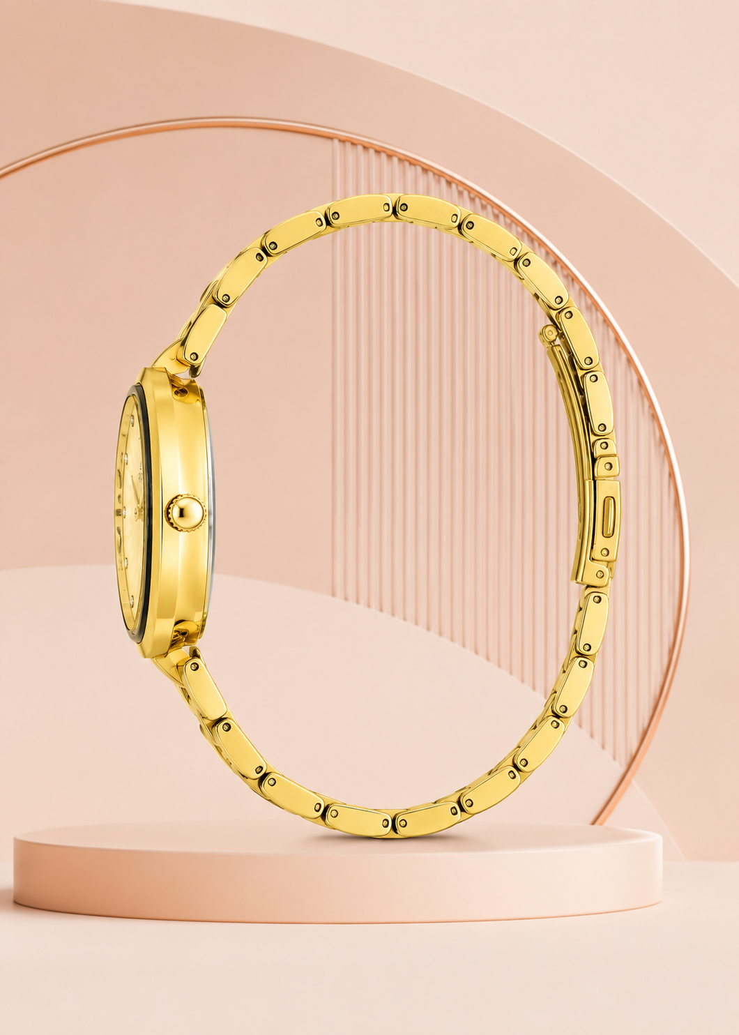 ONEX Women’s Gold-Tone Designer Bracelet Watch with Crystal Studded Dial