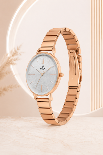 OneX Stylish Rose Gold Analog Watch for Women | Elegant Party & Daily Wear