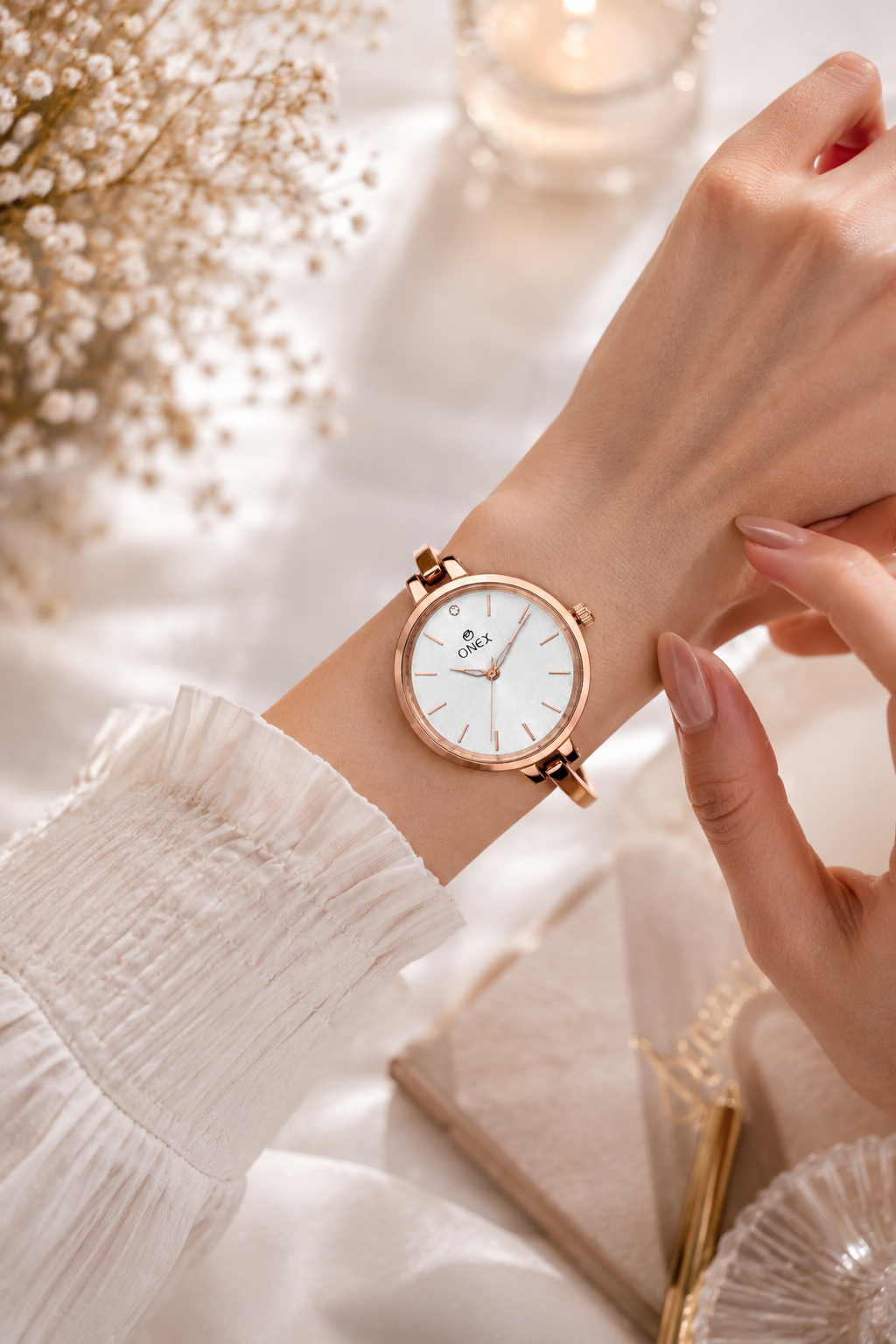 ONEX Women’s Silver Analog Watch | Minimal Slim Bracelet Watch for Girls & Women