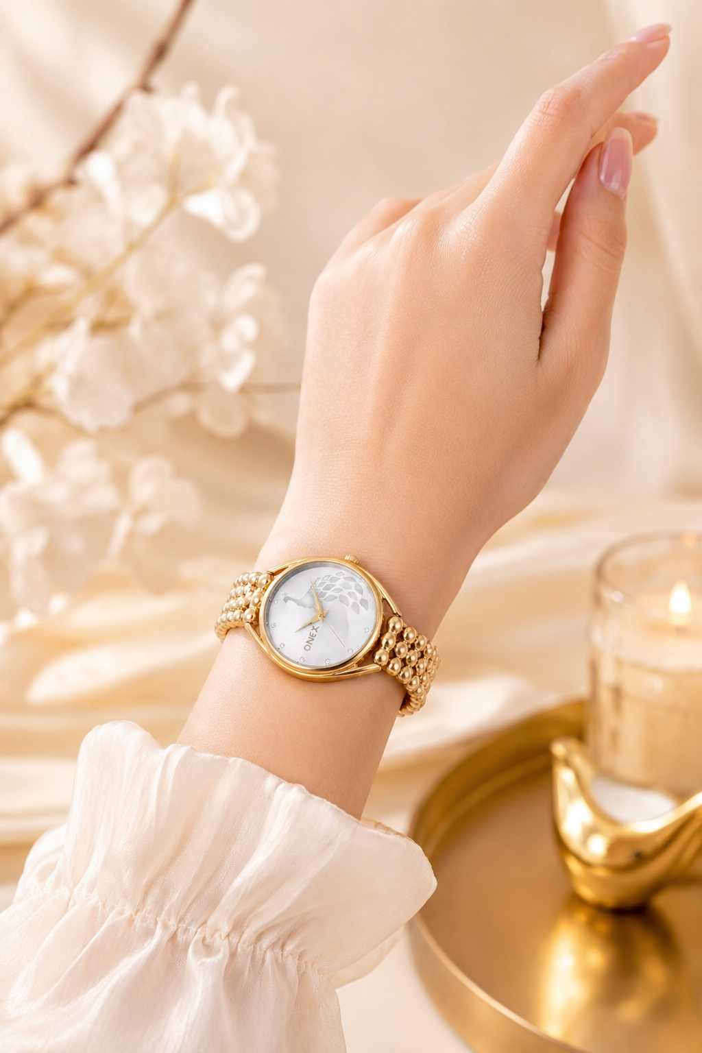 ONEX Elegant Rose Gold Bracelet Watch for Women | Stylish Silver Dial Analog Watch | Party & Daily Wear