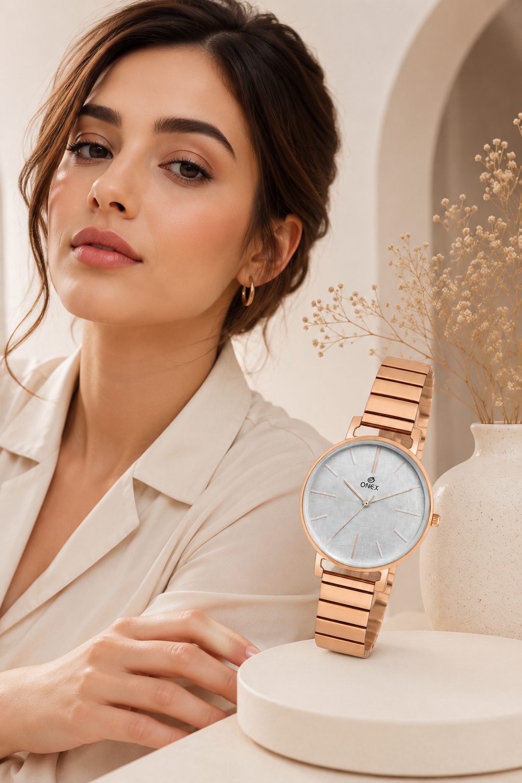 OneX Stylish Rose Gold Analog Watch for Women | Elegant Party & Daily Wear
