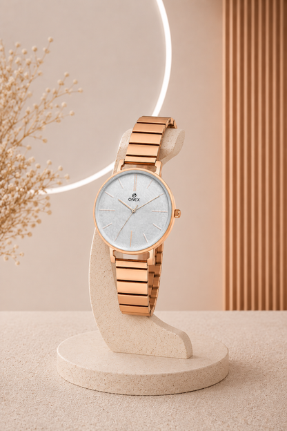 OneX Stylish Rose Gold Analog Watch for Women | Elegant Party & Daily Wear