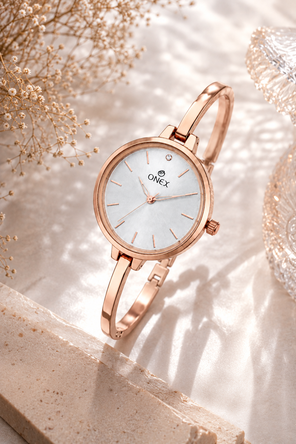 ONEX Women’s Silver Analog Watch | Minimal Slim Bracelet Watch for Girls & Women