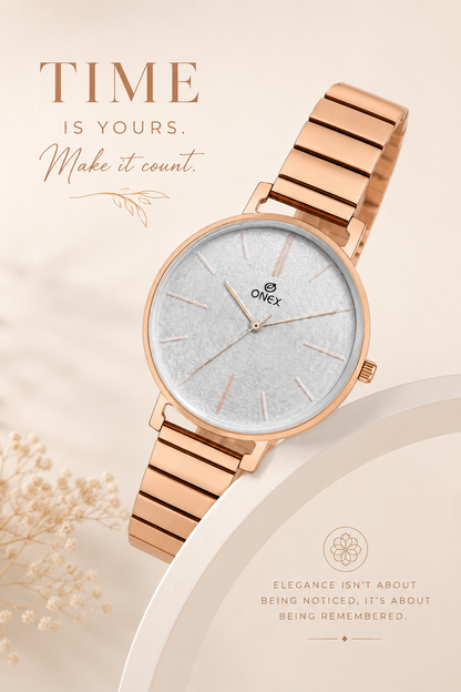 OneX Stylish Rose Gold Analog Watch for Women | Elegant Party & Daily Wear