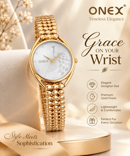 ONEX Elegant Rose Gold Bracelet Watch for Women | Stylish Silver Dial Analog Watch | Party & Daily Wear
