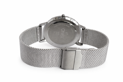 ONEX Men’s Analog Watch with Grey Sunray Dial & Silver Stainless Steel Mesh Strap | Minimal Classic Design