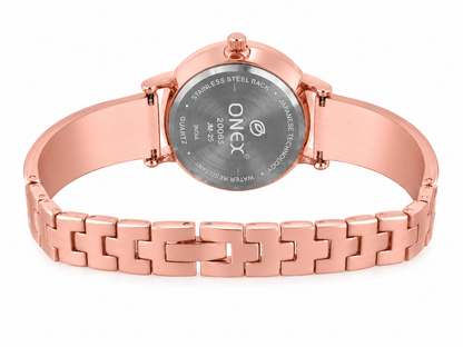 ONEX Women's Rose Gold Stainless Steel Analog Watch | Textured Green Dial with Crystal Hour Markers | Elegant Bracelet Strap | Fashion Wrist Watch for Women