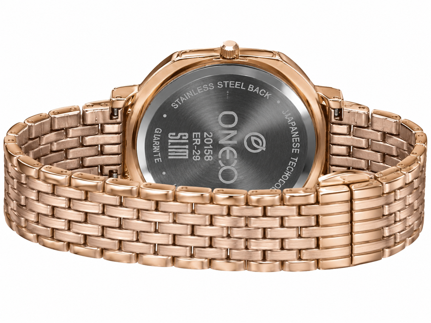 Onex Slim Rose Gold Stainless Steel Analog Watch for Women | Grey Sunray Dial | Elegant Bracelet Strap
