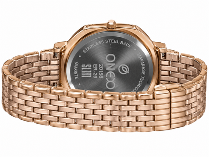 Onex Slim Rose Gold Stainless Steel Analog Watch for Women | Grey Sunray Dial | Elegant Bracelet Strap