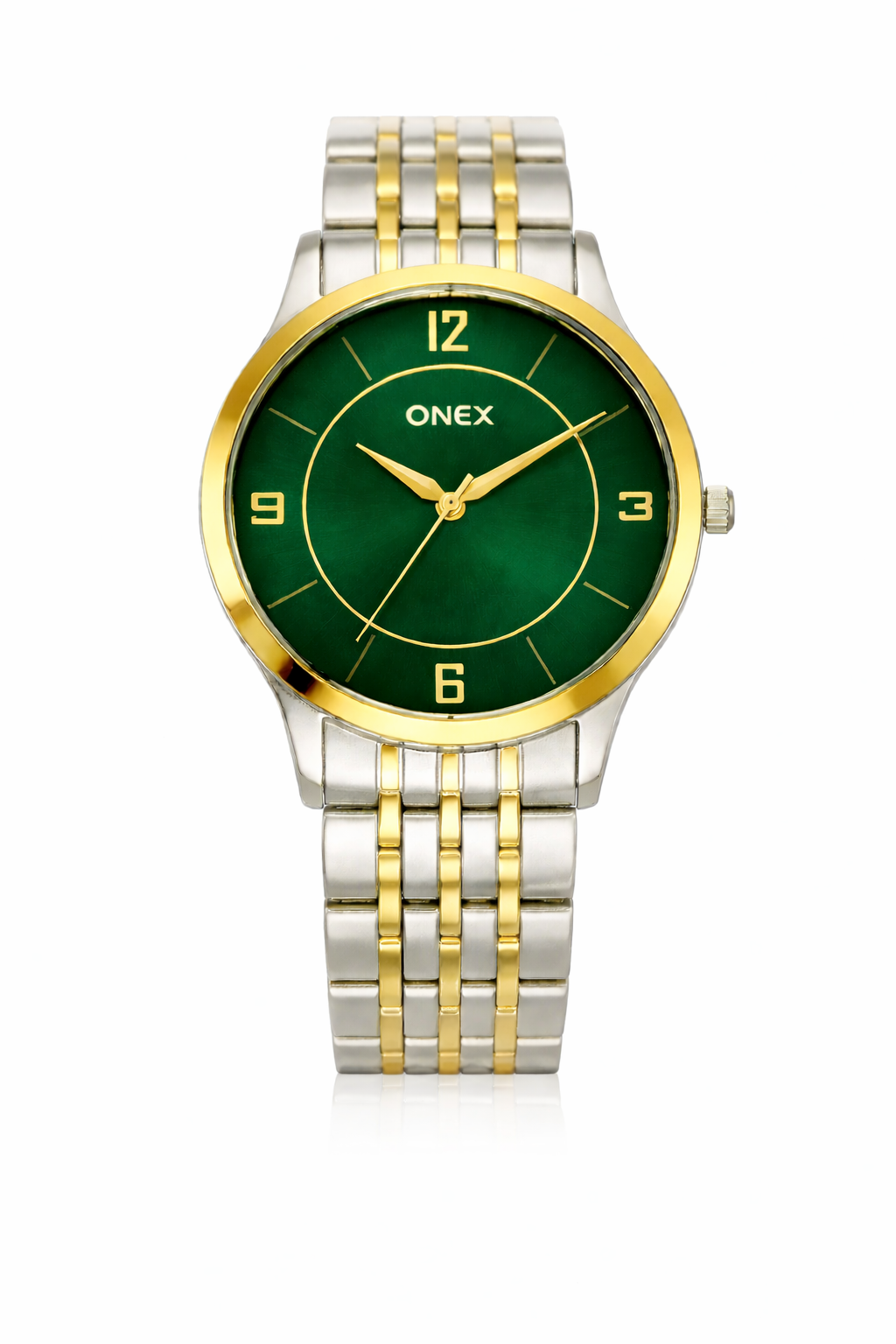 ONEX Men's Classic Green Dial Two-Tone Stainless Steel Analog Watch