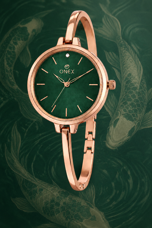 ONEX Women’s Green Analog Watch | Minimal Slim Bracelet Watch for Girls & Women