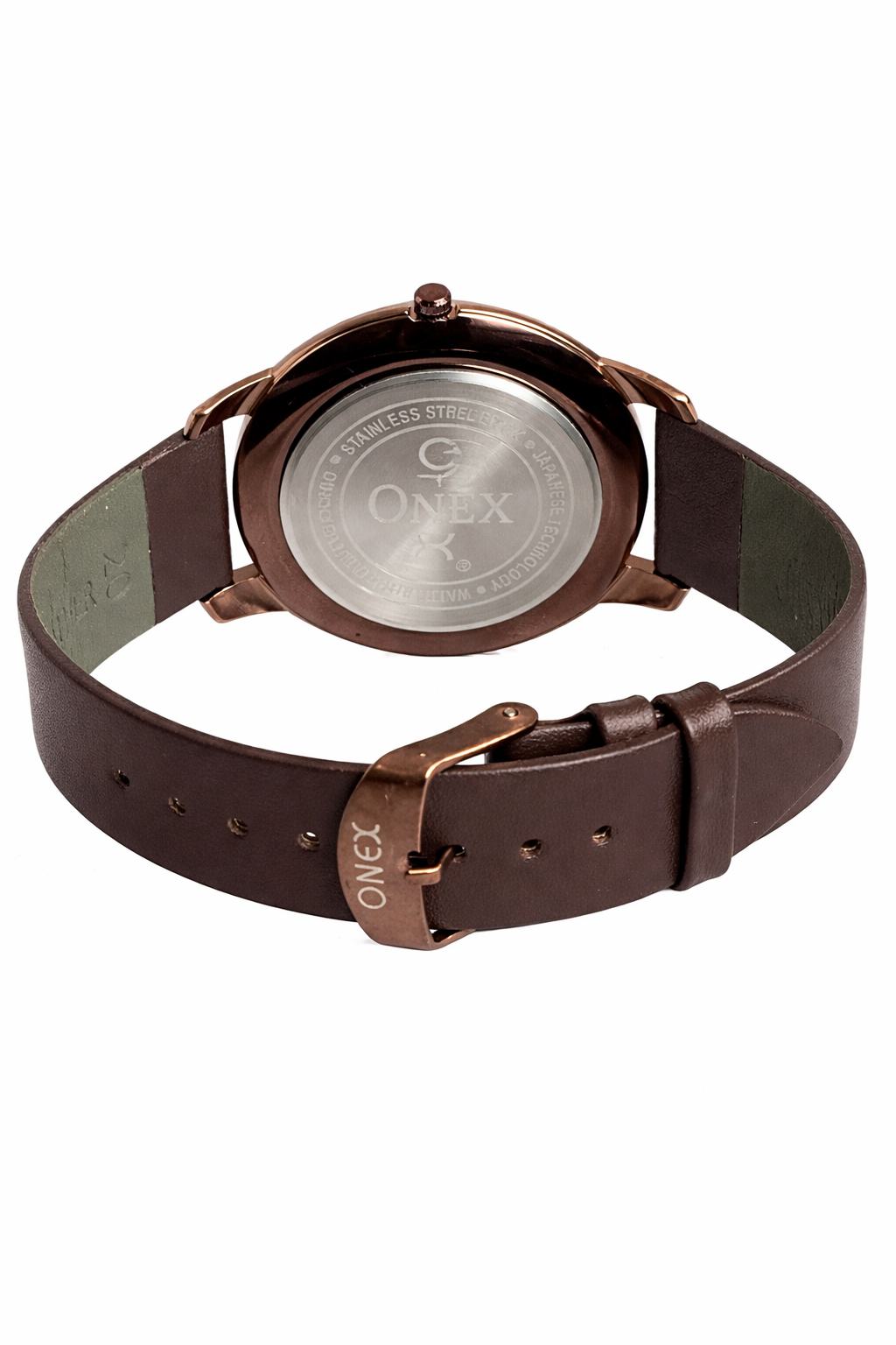 ONEX Men’s Analog Watch with Brown Dial, Crystal Studded Bezel & Brown Leather Strap – Stylish Casual & Formal Wrist Watch for Men