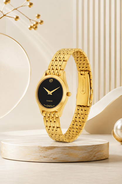 Exclusive India OneX Gold Analog Watch for Women | Premium Gold Finish Stainless Steel Strap