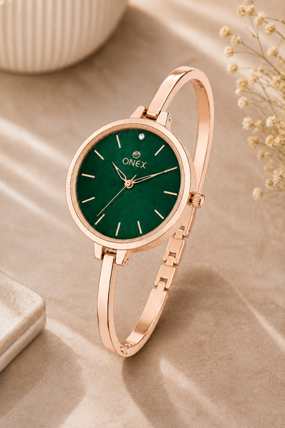 ONEX Women’s Green Analog Watch | Minimal Slim Bracelet Watch for Girls & Women