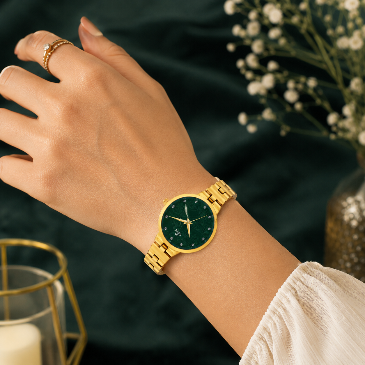 ONEX Stylish Gold Bracelet Watch for Women with Designer Textured Dial