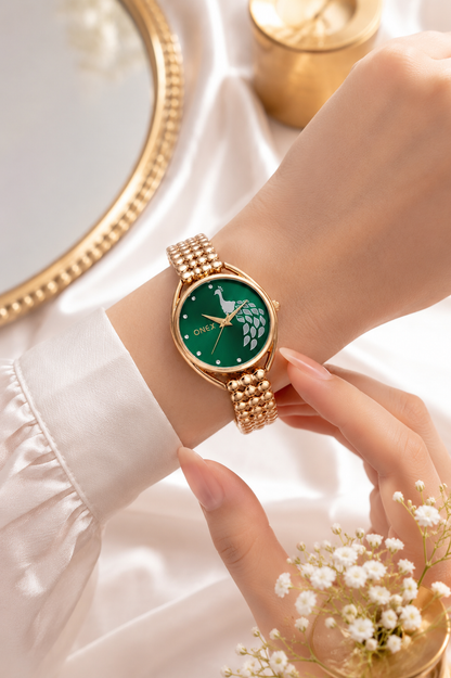 ONEX Elegant Rose Gold Bracelet Watch for Women | Stylish Green Dial Analog Watch | Party & Daily Wear