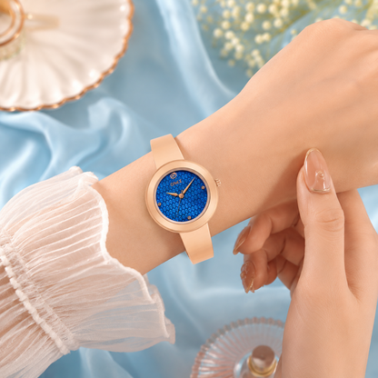 OneX Premium Rose Gold Analog Watch | Crystal-Studded Dial & Metal Bracelet