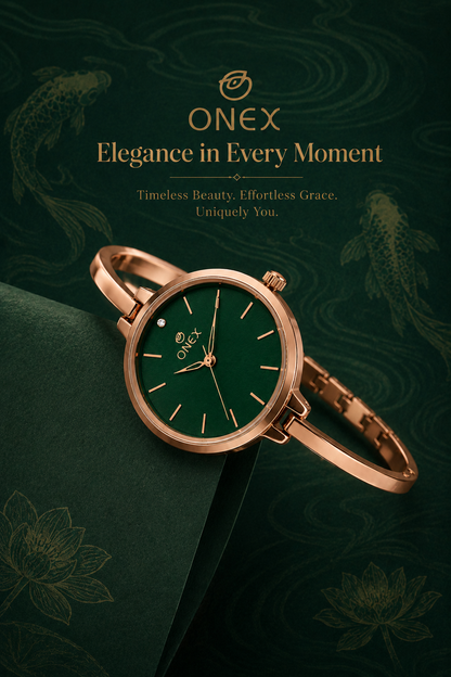 ONEX Women’s Green Analog Watch | Minimal Slim Bracelet Watch for Girls & Women