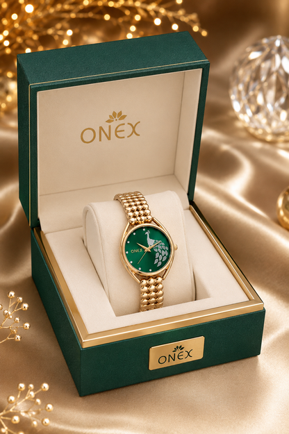 ONEX Elegant Rose Gold Bracelet Watch for Women | Stylish Green Dial Analog Watch | Party & Daily Wear