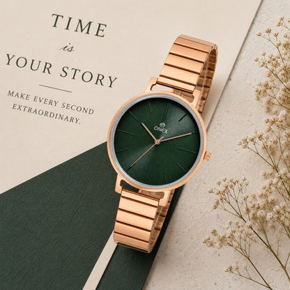 OneX Stylish Rose Gold Analog Watch for Women | Elegant Party & Daily Wear