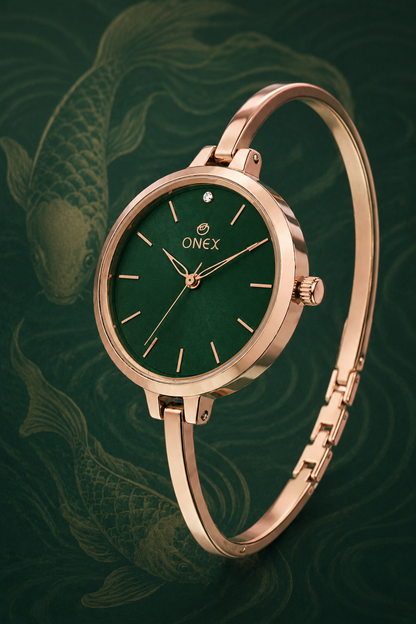 ONEX Women’s Green Analog Watch | Minimal Slim Bracelet Watch for Girls & Women