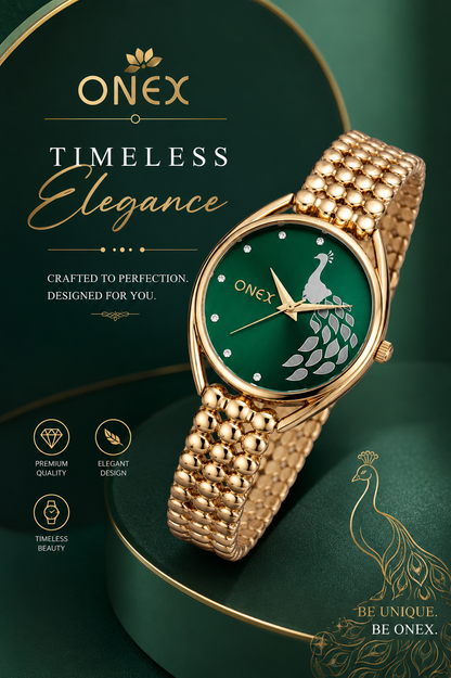 ONEX Elegant Rose Gold Bracelet Watch for Women | Stylish Green Dial Analog Watch | Party & Daily Wear