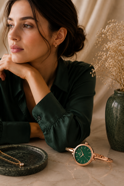 ONEX Women’s Green Analog Watch | Minimal Slim Bracelet Watch for Girls & Women