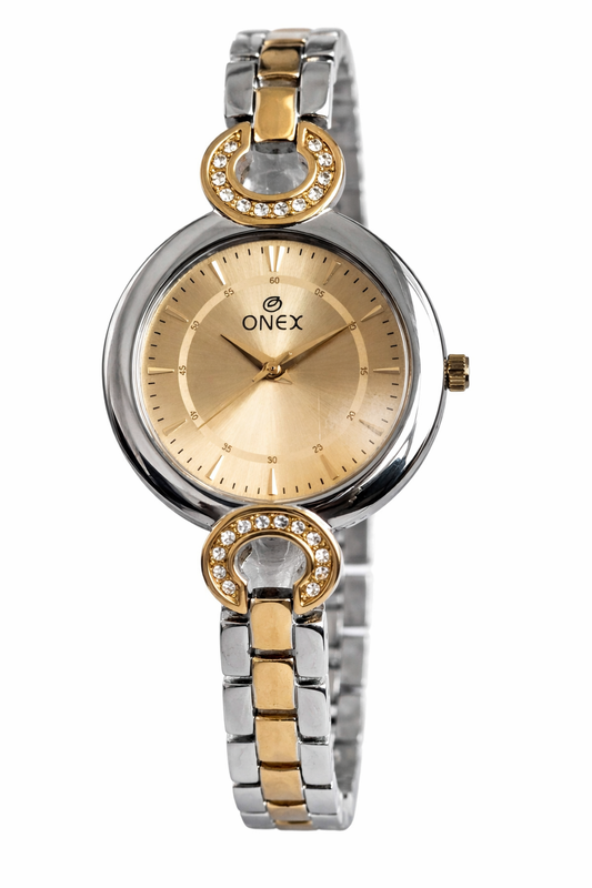 Onex Women’s RoseGold Dial Two-Tone Bracelet Watch with Crystal Accents
