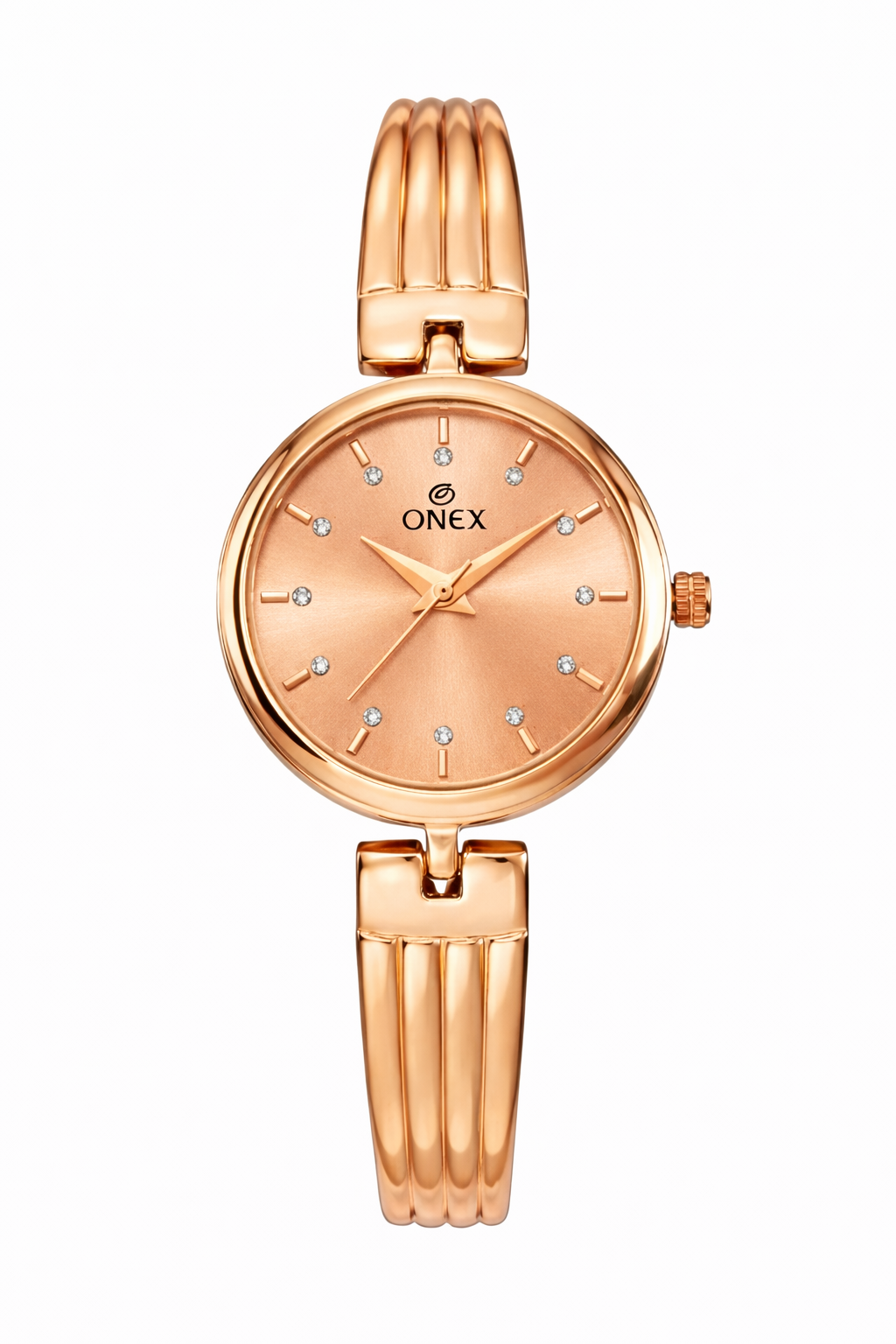 Onex Women’s Rose Gold Bracelet Watch | Elegant Slim Analog Dial with Crystal Markers | Premium Stainless Steel Strap