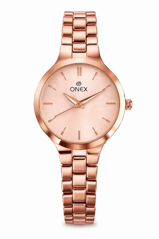 Onex Women’s Rose Gold Slim Bracelet Watch – Elegant Minimal Dial Design