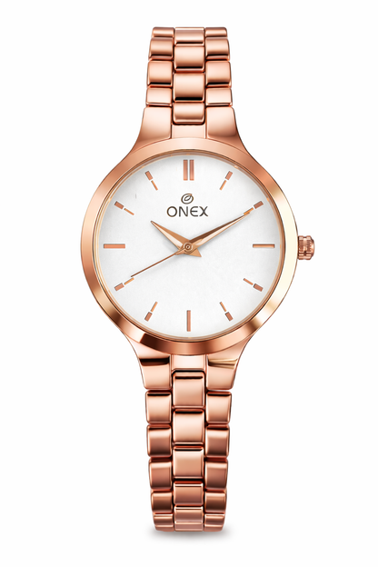 Onex Women’s Rose Gold Slim Bracelet Watch – Elegant Minimal Dial Design