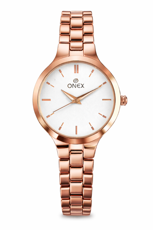 Onex Women’s Rose Gold Slim Bracelet Watch – Elegant Minimal Dial Design
