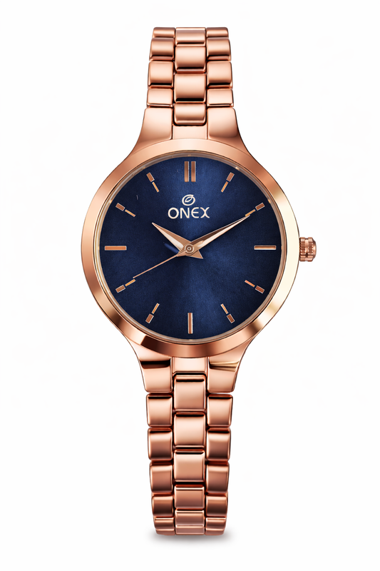 Onex Women’s Rose Gold Slim Bracelet Watch – Elegant Minimal Dial Design