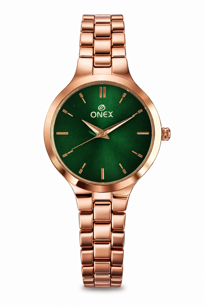 Onex Women’s Rose Gold Slim Bracelet Watch – Elegant Minimal Dial Design