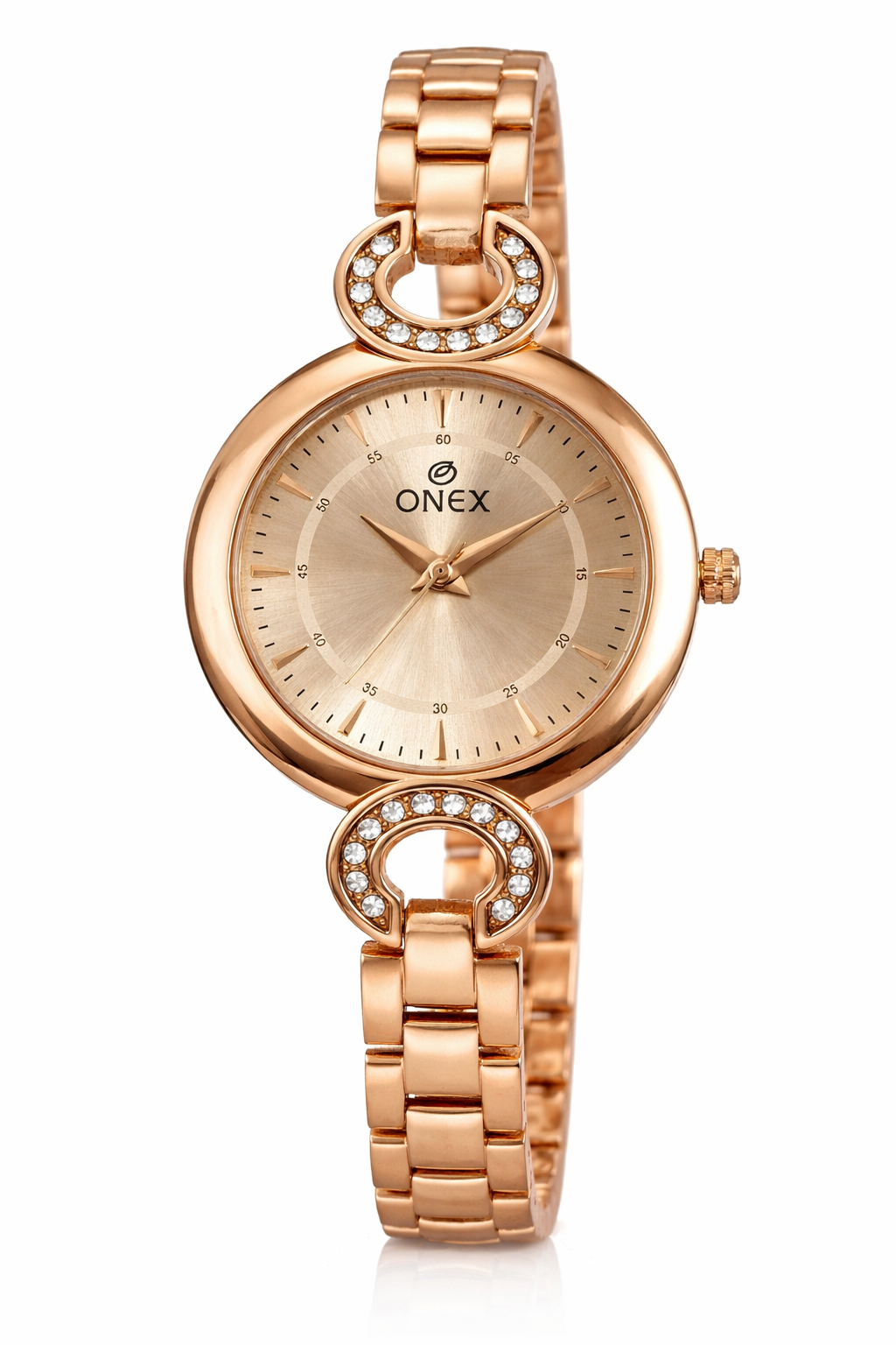 Onex Women’s Rosegold Dial Rose Gold Bracelet Watch with Crystal Accents