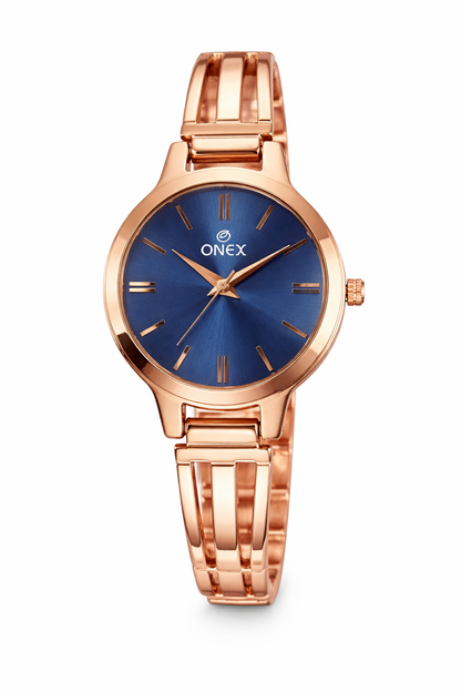 Onex Women’s Rose Gold Slim Bracelet Watch – Elegant Minimal Dial Design