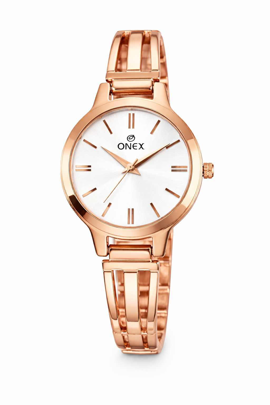 Onex Women’s Rose Gold Slim Bracelet Watch – Elegant Minimal Dial Design