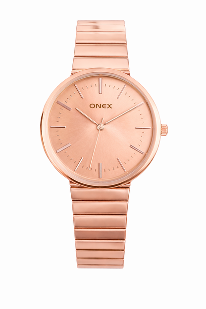 Onex Women’s Rose Gold Bracelet Watch with Rosegold Dial – Elegant Slim Analog Wrist Watch