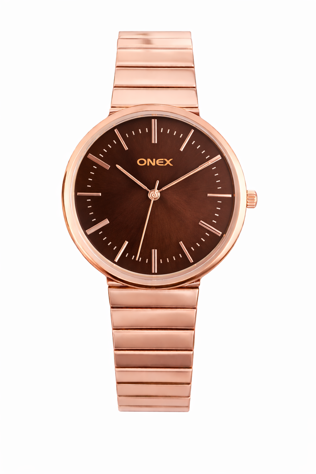 Onex Women’s Rose Gold Bracelet Watch with Brown Dial – Elegant Slim Analog Wrist Watch