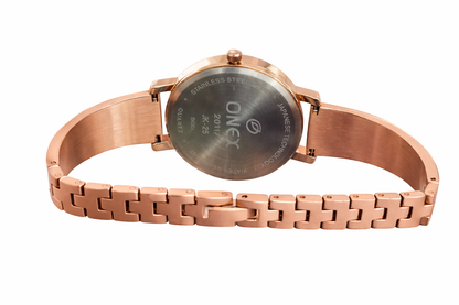 Onex Women’s Rose Gold Bracelet Watch with Silver Mother of Pearl Dial