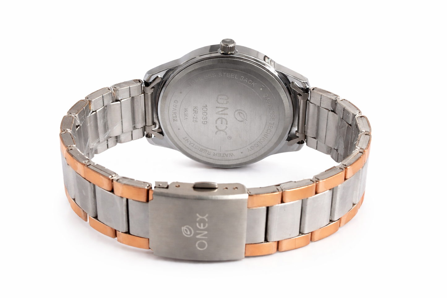 ONEX Men’s Analog Day & Date Watch – Silver Dial with Two Tone Stainless Steel Strap | Premium Quartz Movement | Stylish Formal Watch for Men