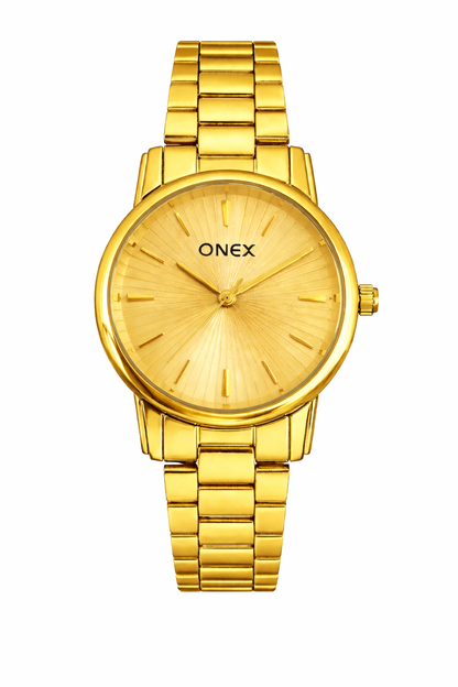 Onex Women’s Gold Sunray Dial Gold Bracelet Watch